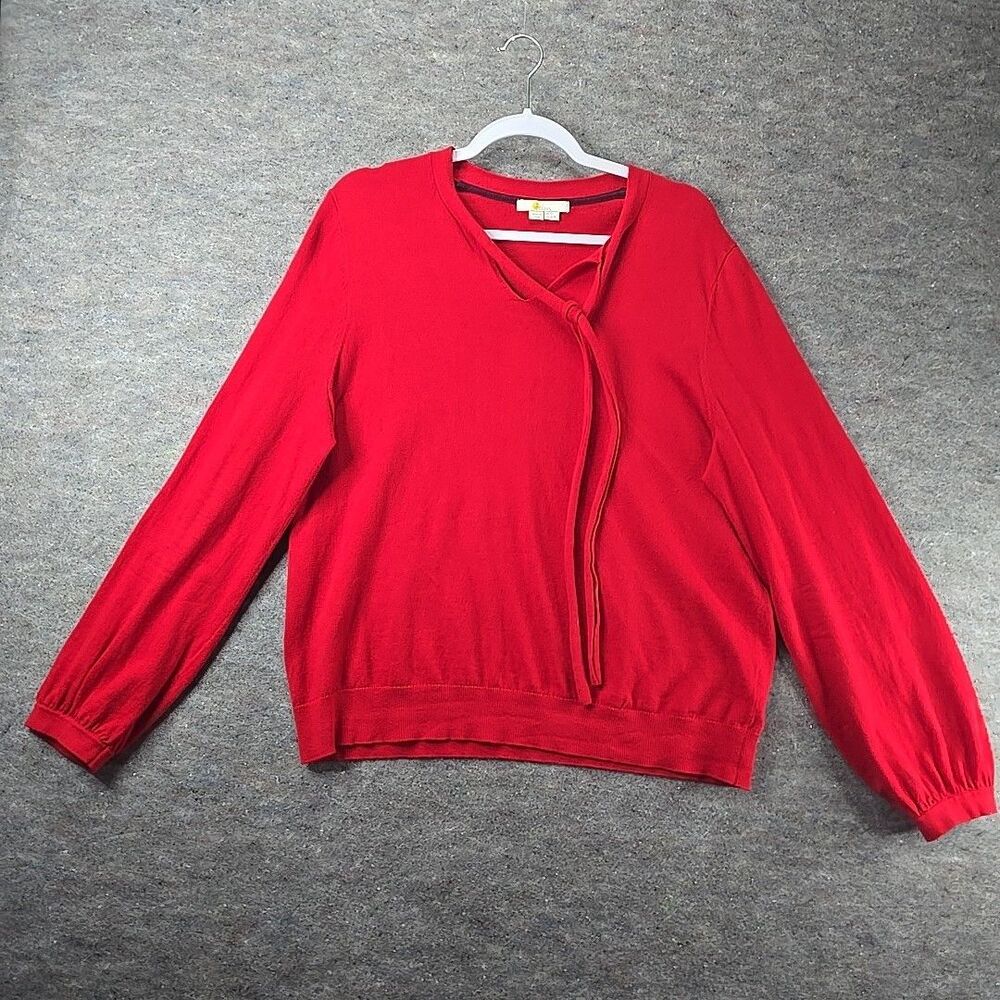 Boden Tie Neck Sweater Cotton/Wool Blend Womens US Size 16/18